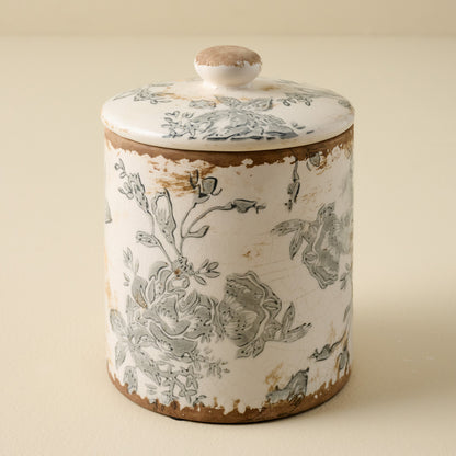 Large Dusty Blue and White Distressed Canisters
