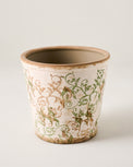 8.5" Green and White Distressed Planter
