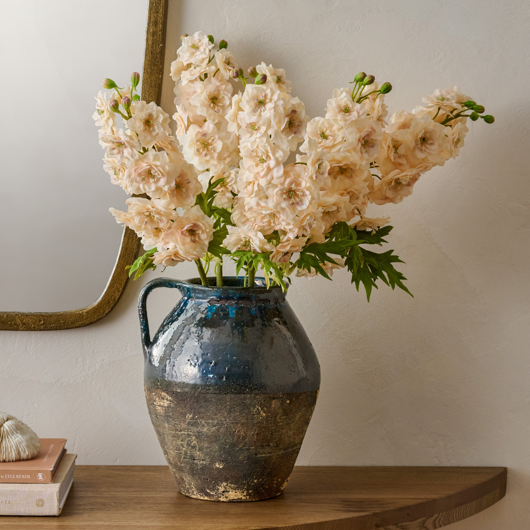 Jasper Artisanal Jug +Delphinium Bundle