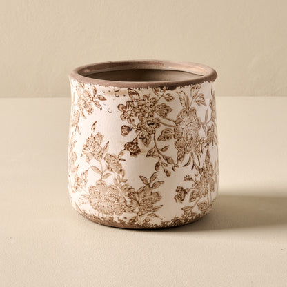 Medium Brown and White Distressed Planter