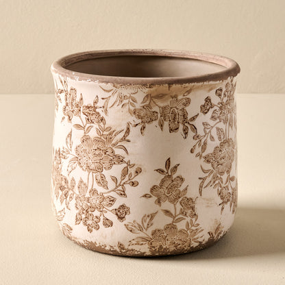 Large Brown and White Distressed Planter