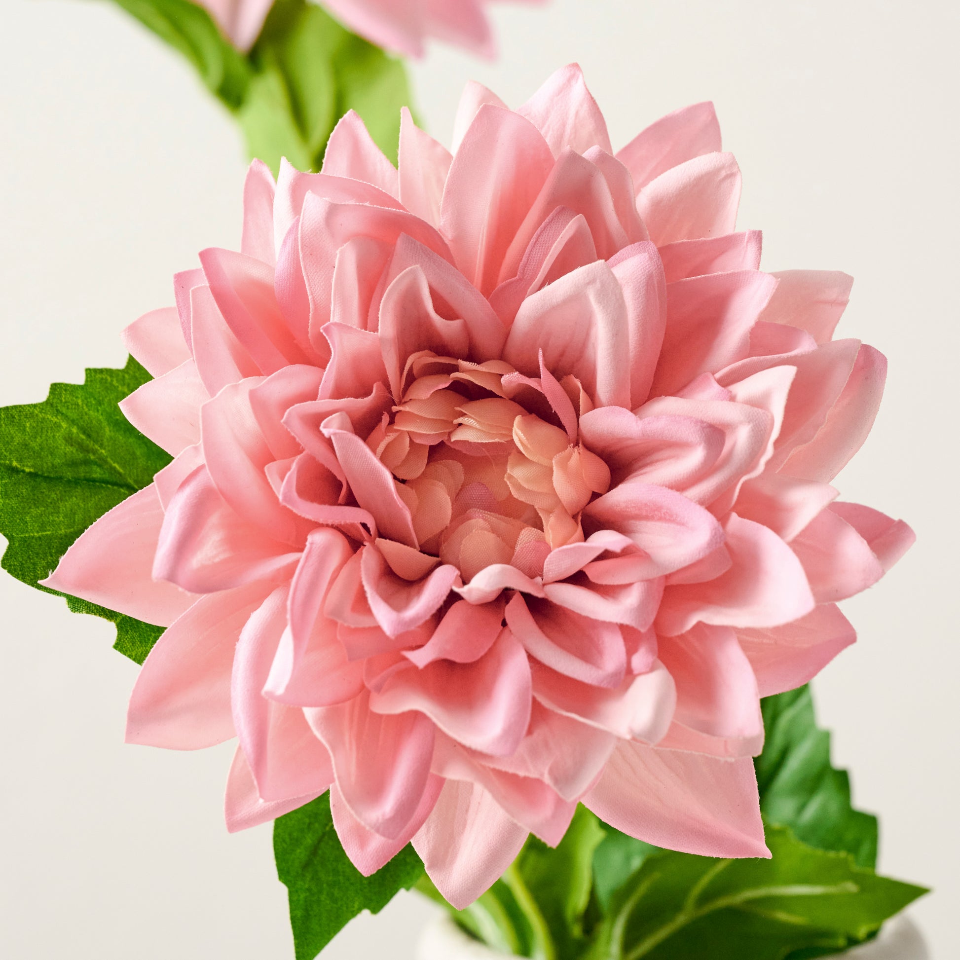 Pink Real Touch Dahlia Bloom Stem up close