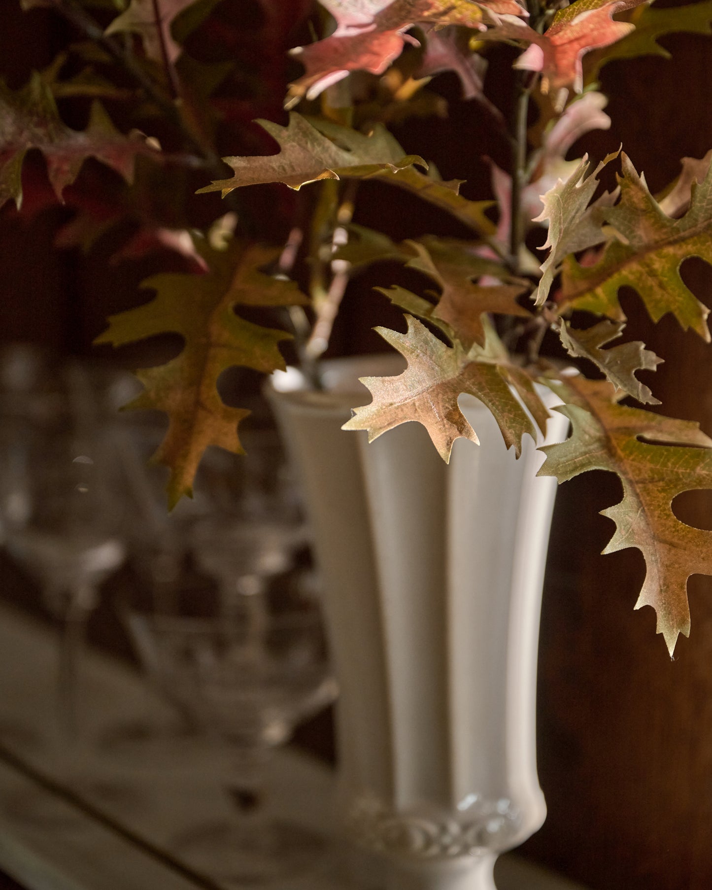 Cream Oak Leaf Spray in Ophelia Vase