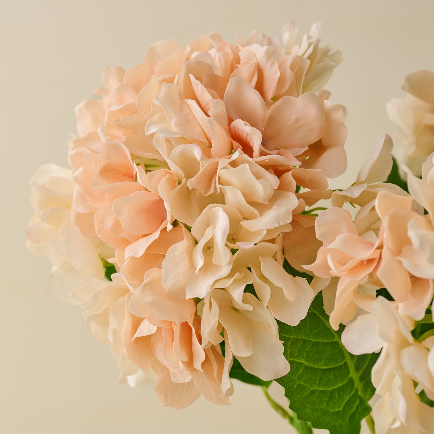 Real Touch Peach Hydrangea Bundle close up view