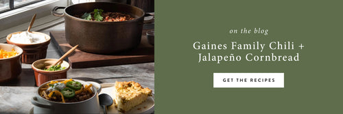 First Taste of Fall: Gaines Family Chili and Jalapeño Cornbread Recipe - Get the Recipes on the Blog
