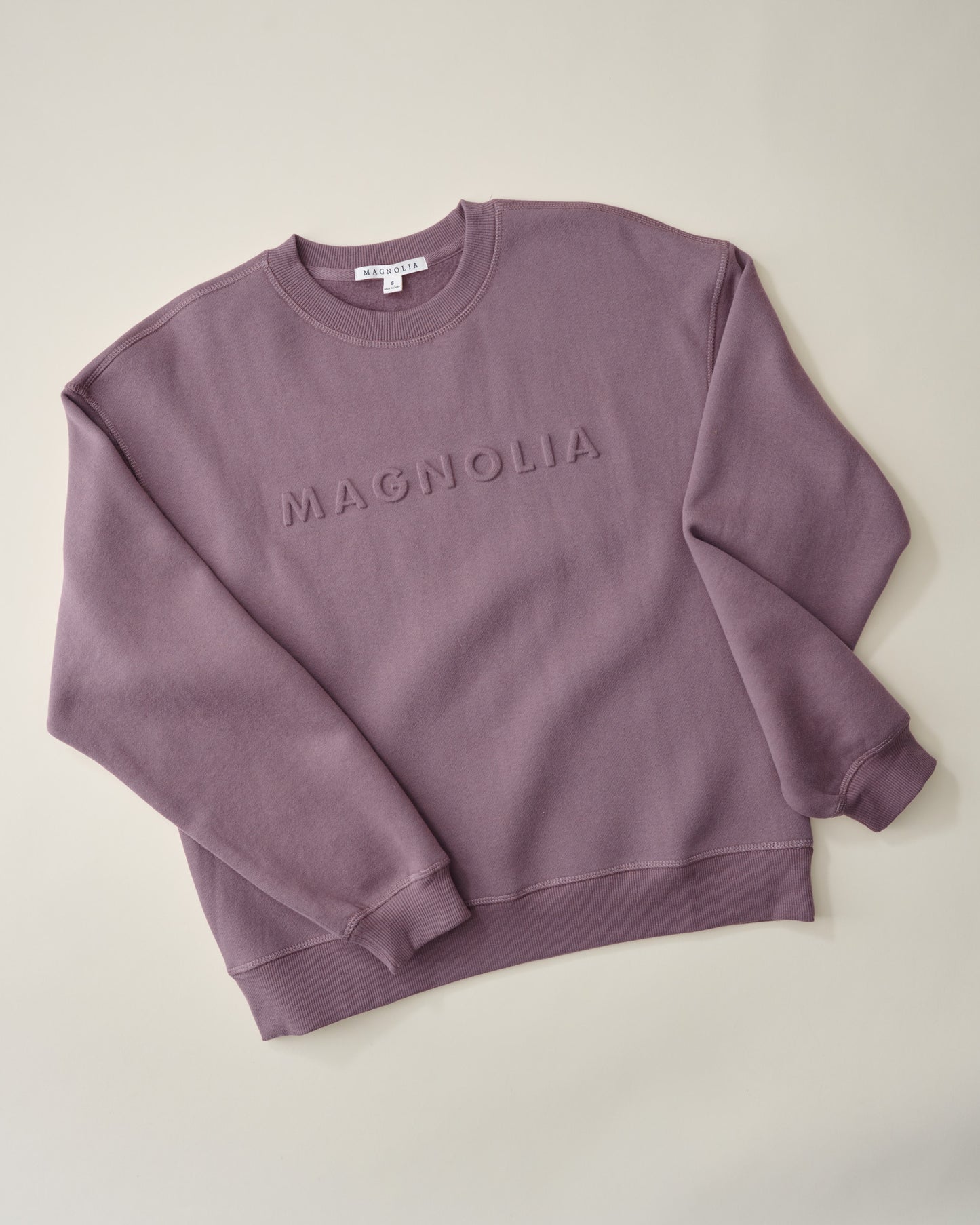 Magnolia Embossed Dusty Mauve Brushed Fleece Sweatshirt