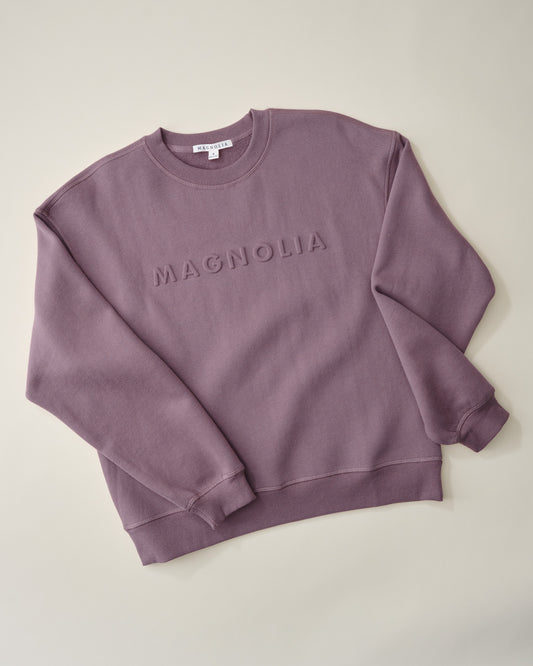 Magnolia Embossed Dusty Mauve Brushed Fleece Sweatshirt
