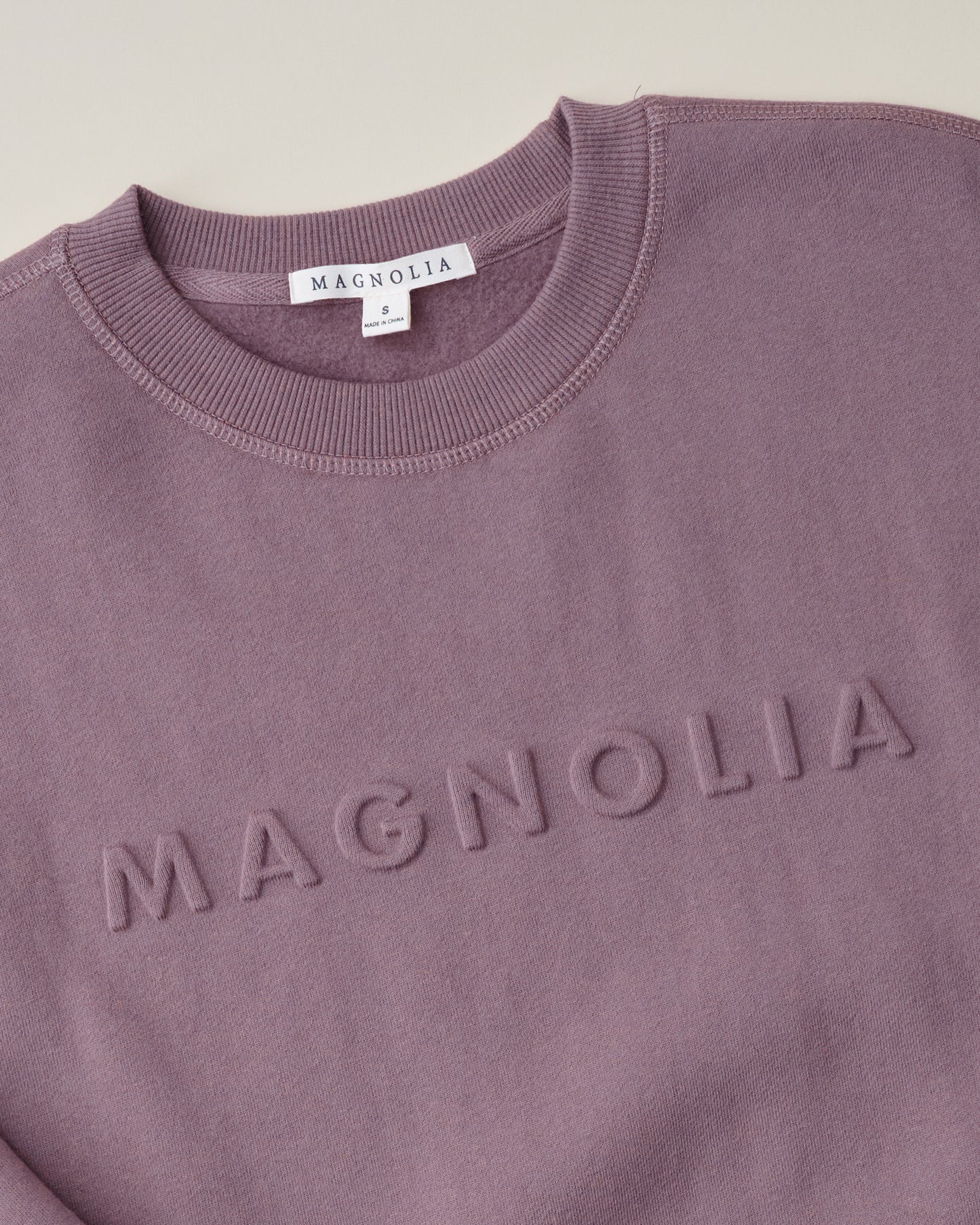 Magnolia Embossed Dusty Mauve Brushed Fleece Sweatshirt