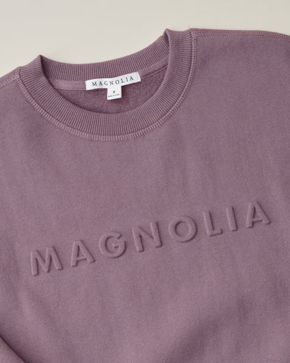Magnolia Embossed Dusty Mauve Brushed Fleece Sweatshirt