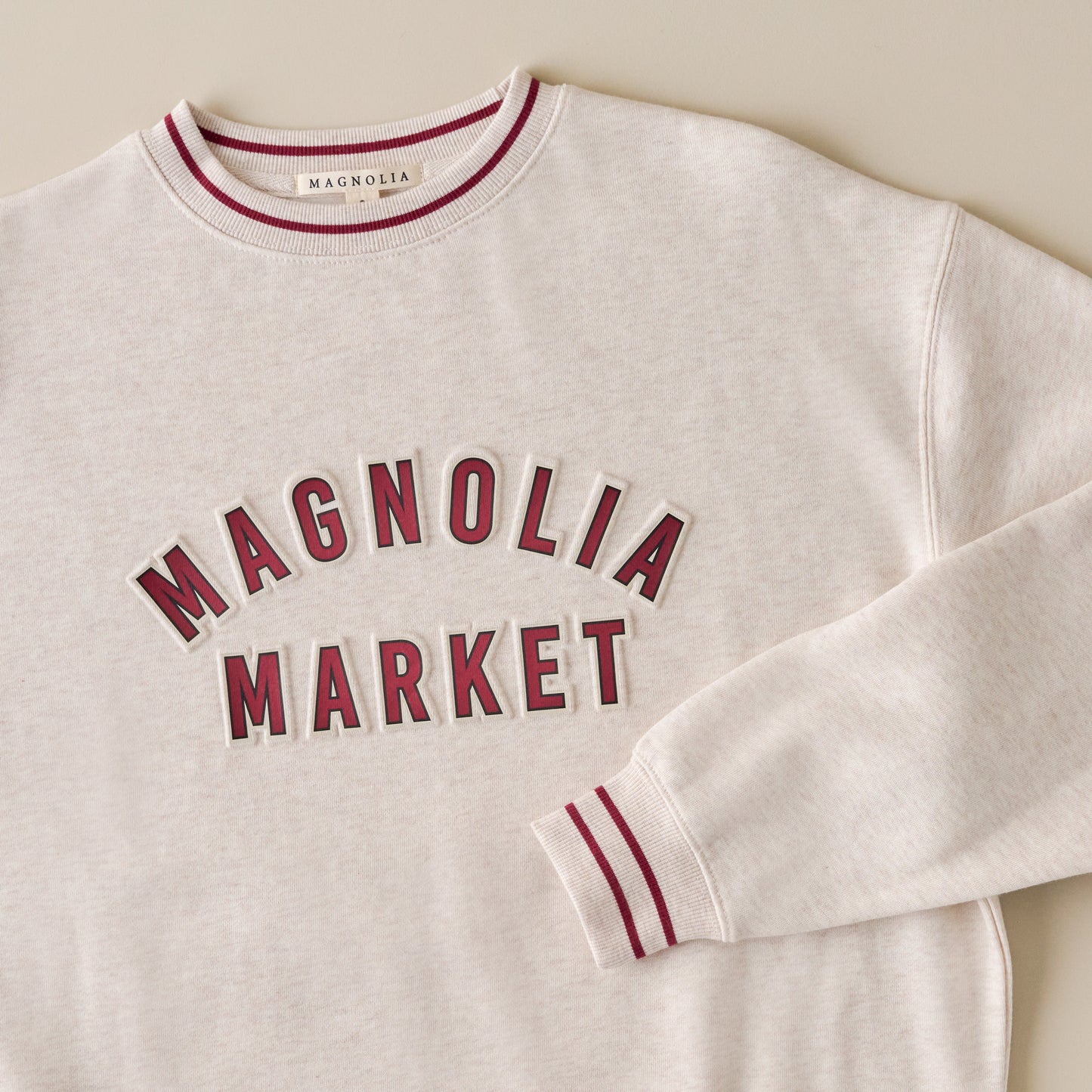 Magnolia Embossed Oatmeal Stripe Sweatshirt