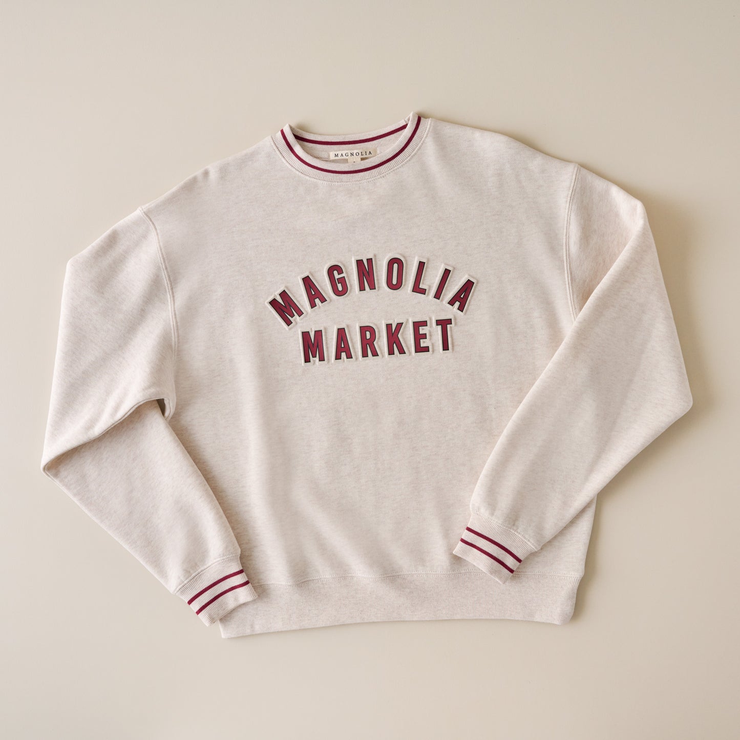 Magnolia Embossed Oatmeal Stripe Sweatshirt