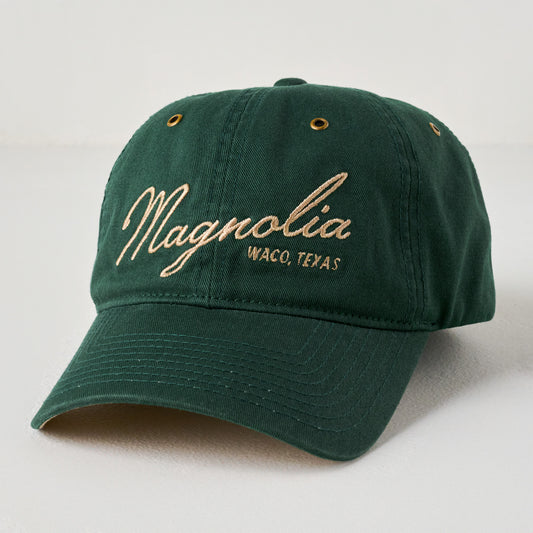 Magnolia Embroidered Script Hunter Green Hat