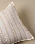 Embroidered Oatmeal Stripe Linen Cotton Pillow Sham