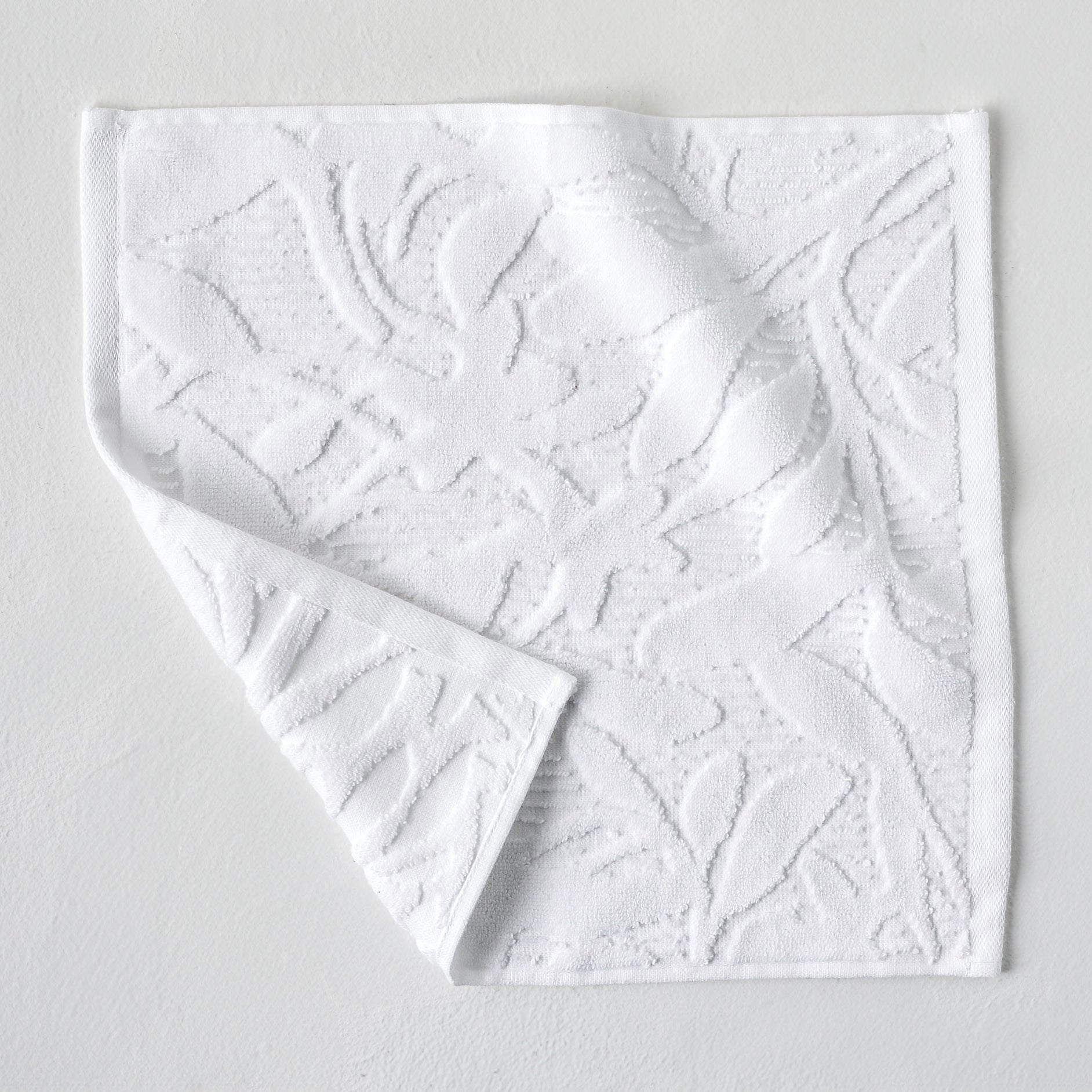 White Esme Floral Towel - Washcloth