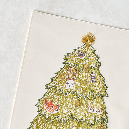 Embroidered Peek a Tree Card close up