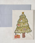 Embroidered Peek a Tree Card shown with envelope