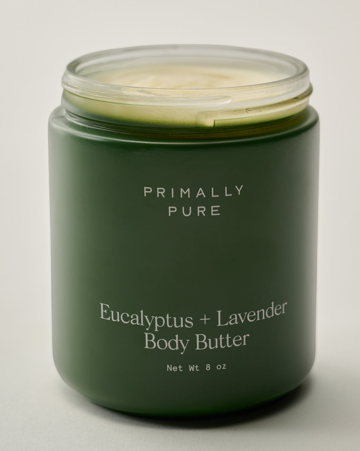 Primally Pure Eucalyptus + Lavender Body Butter lid off