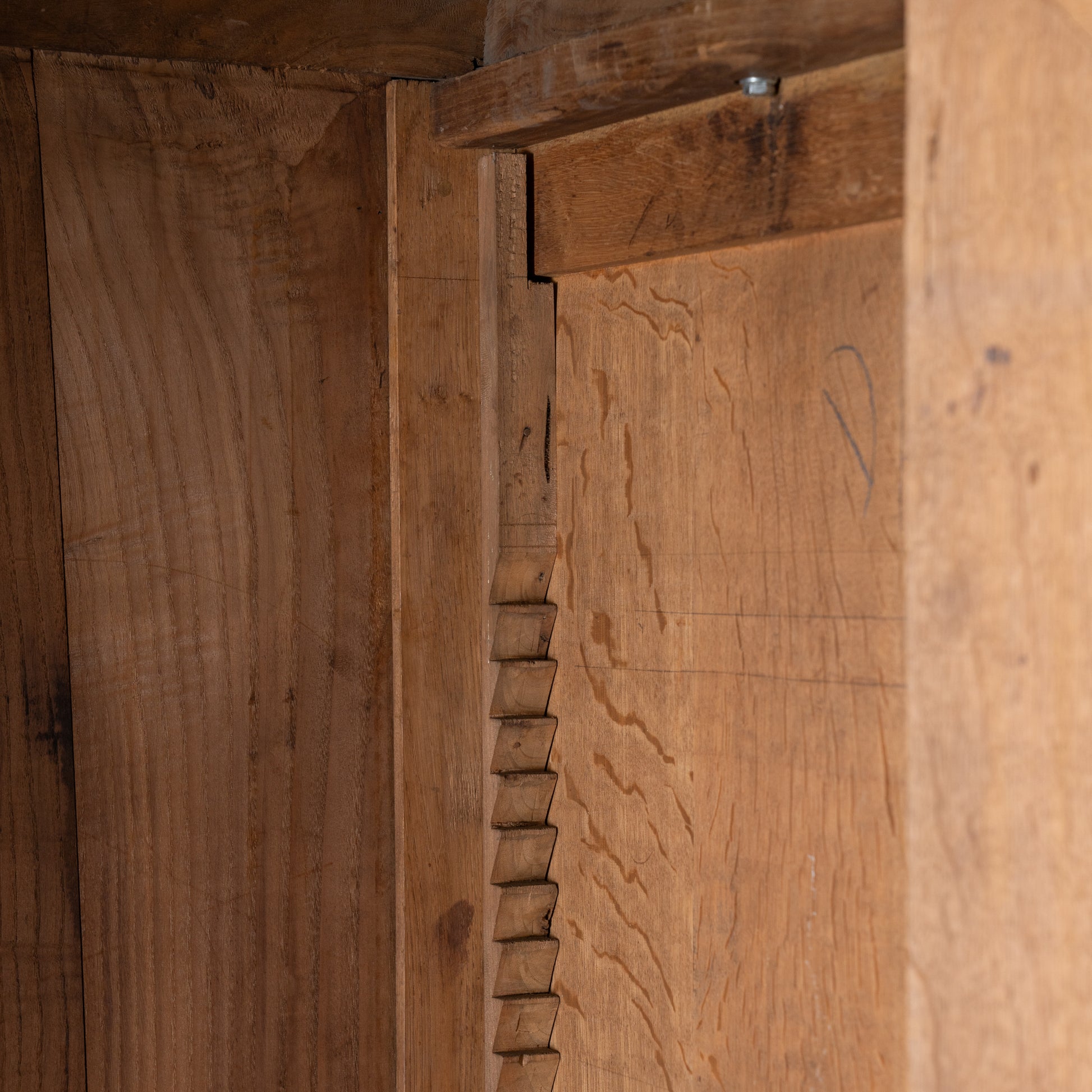 view inside antique armoire