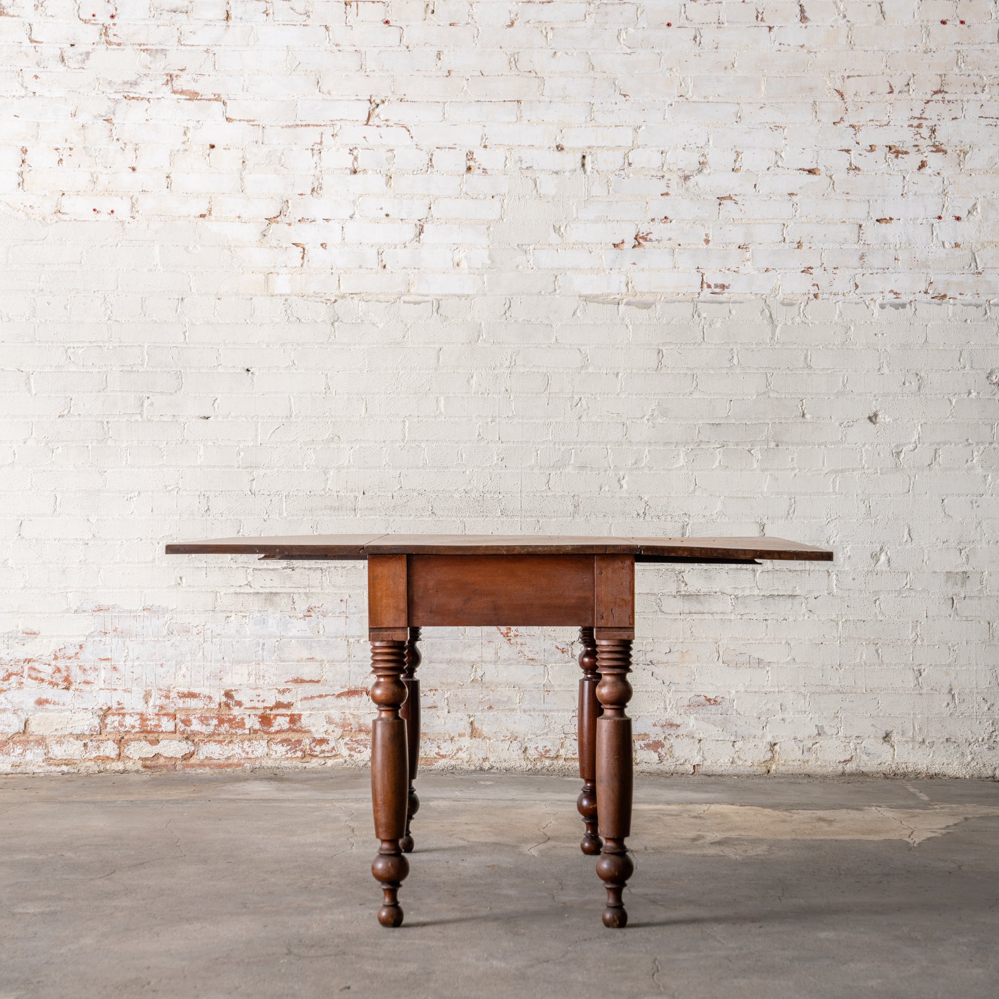 Antique Primitive Drop Leaf Table Circa 1830 shown with leaf up