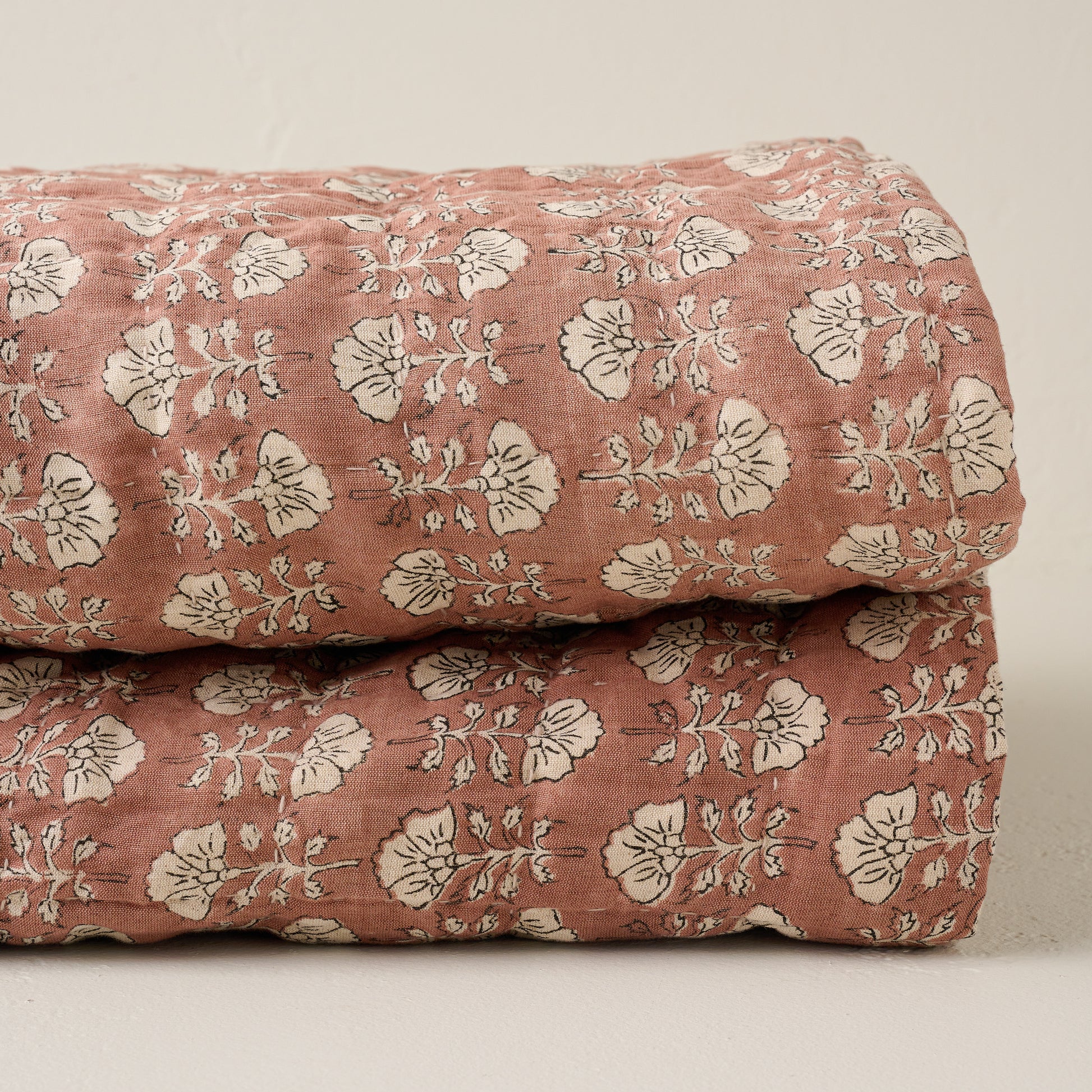 Folded Flora Block Desert Clay Print Quilt