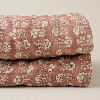 Folded Flora Block Desert Clay Print Quilt