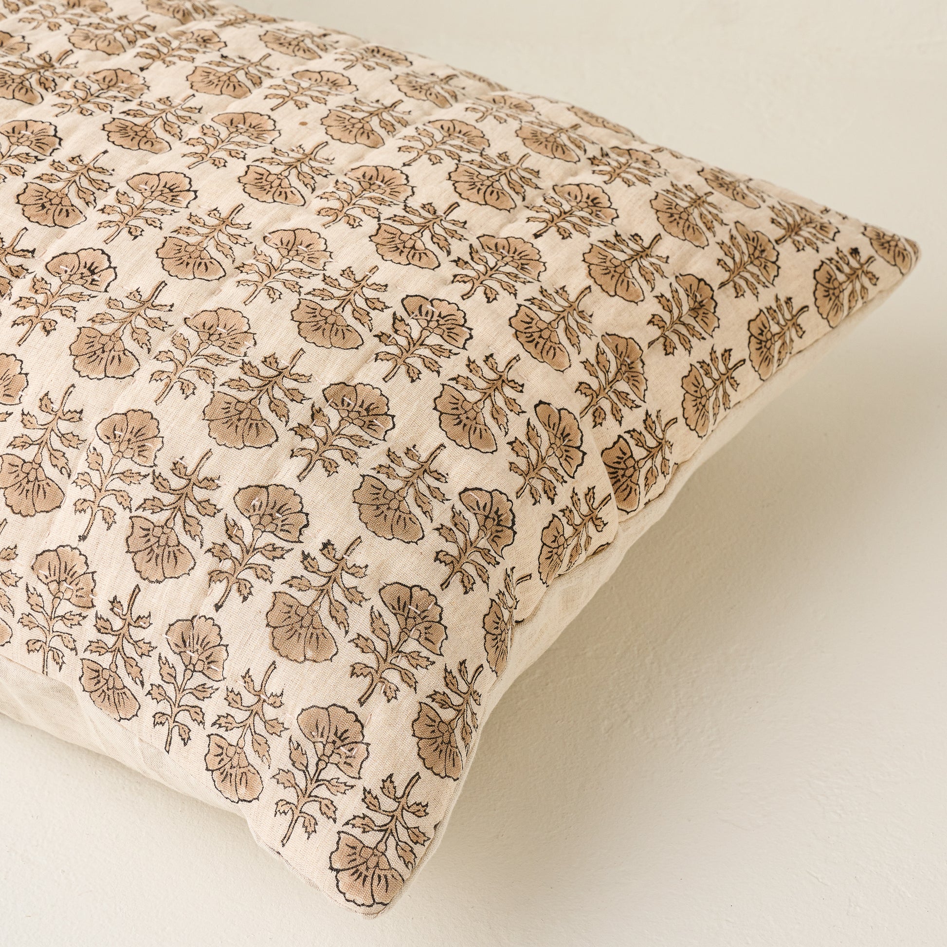 Flora Block Print Pillow Sham Natural Magnolia Flora Block Print Pillow Sham Natural Magnolia