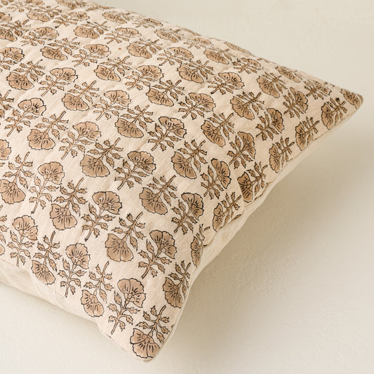 Flora Block Natural Print Pillow Sham