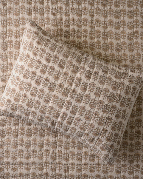 Flora Block Print Pillow Sham - Natural