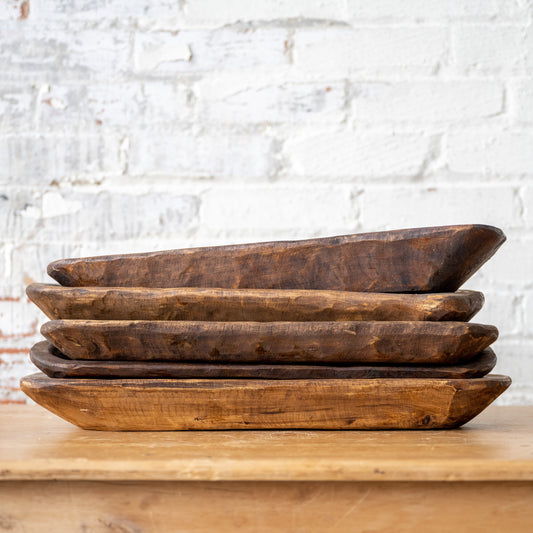 19" Found Wooden Dough Bowl stacked