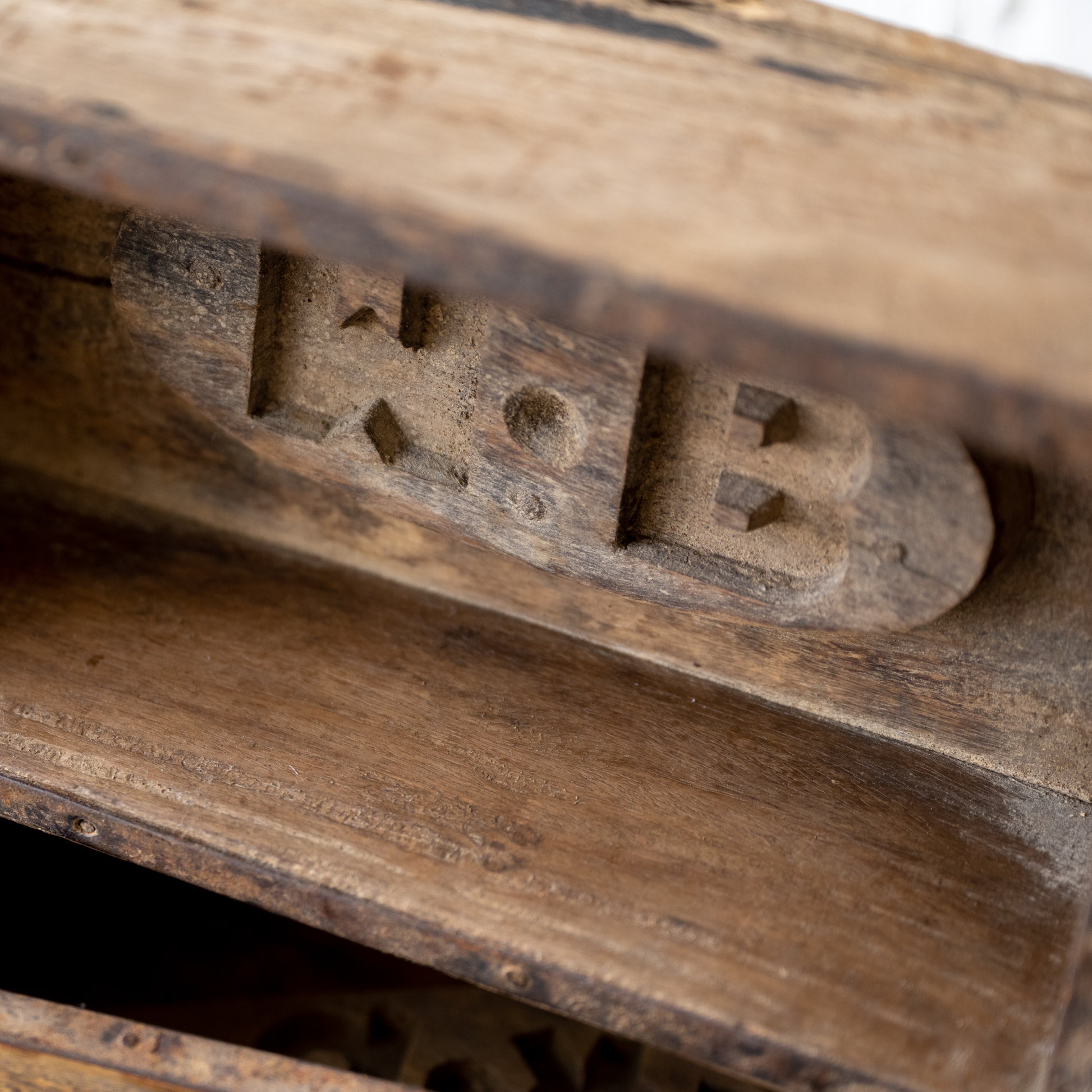 Found Double Wooden Brick Mold close up of inside of brick mold