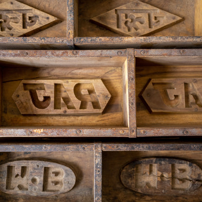 Found Double Wooden Brick Mold close up of inside of brick molds