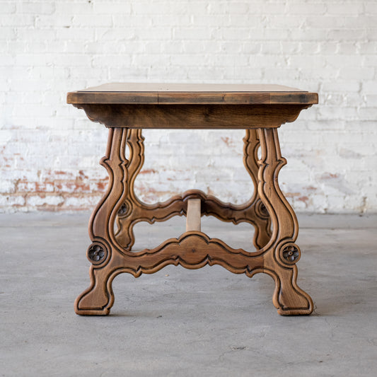 Antique Solid Oak Spanish Colonial Table side view
