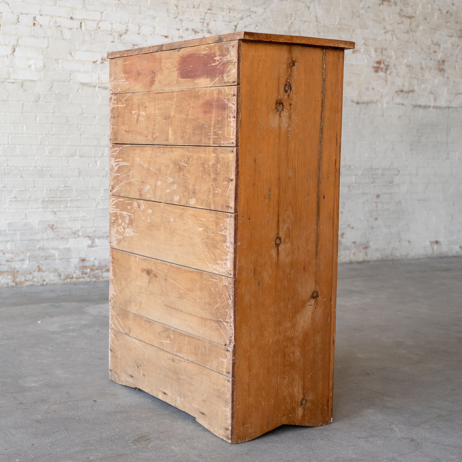 Early American Wooden Cupboard back view angled