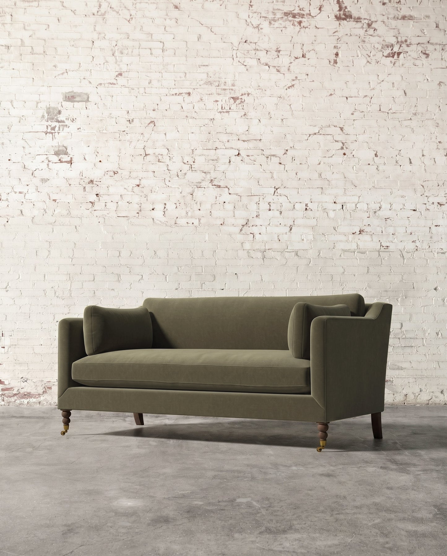 Francis 71" Sofa with Brass Casters