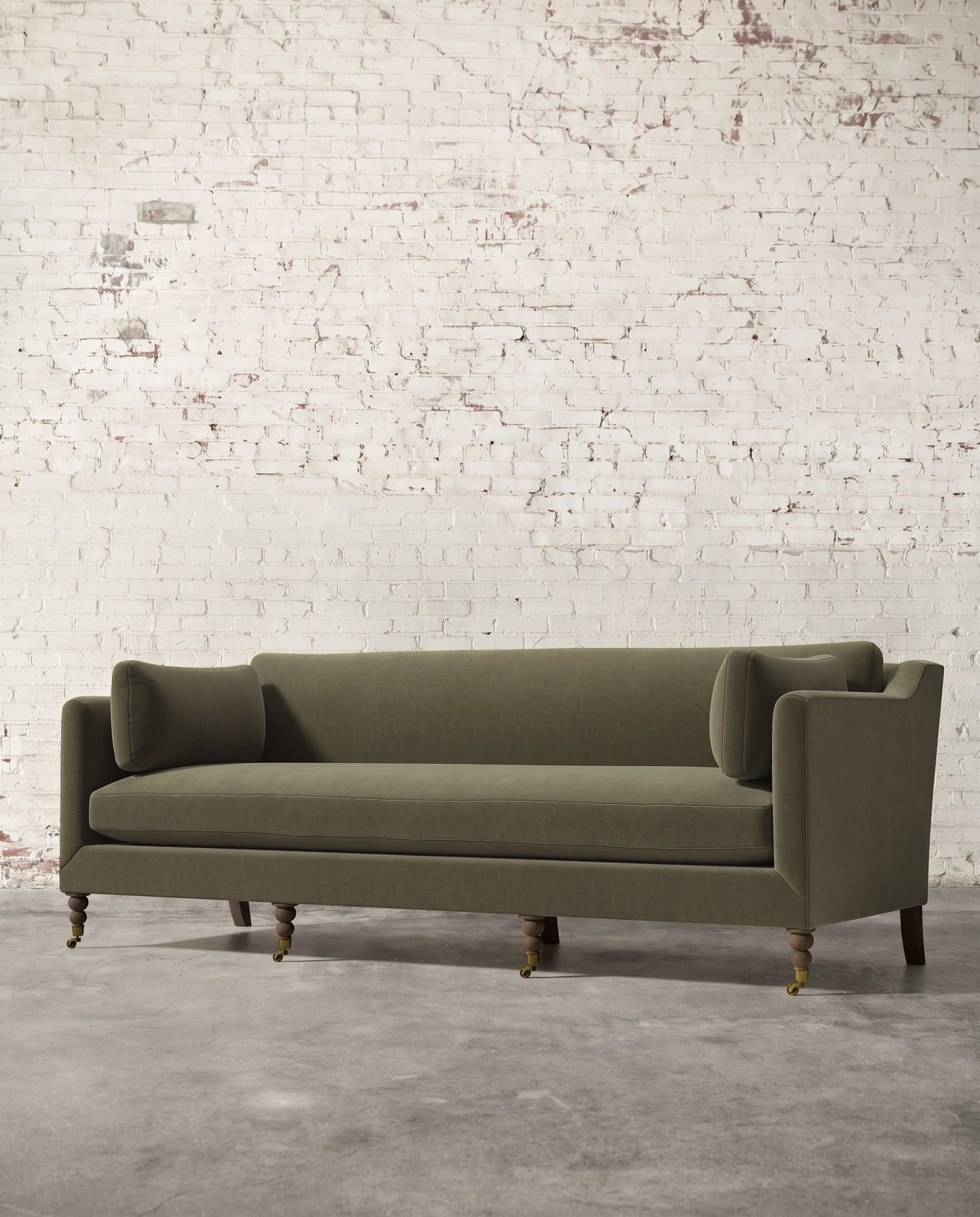 Francis 90" Sofa with Brass Casters