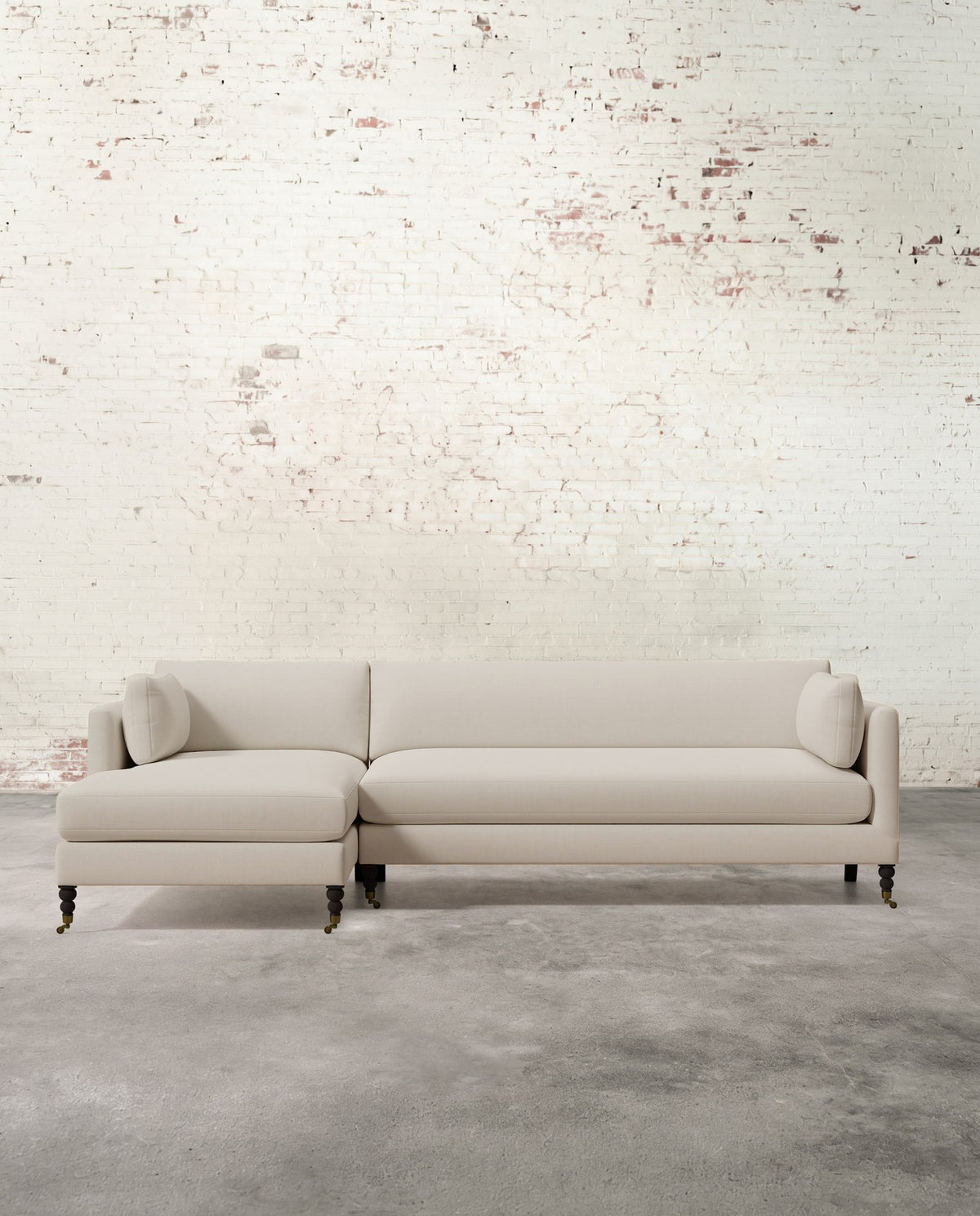 Francis Left Facing Sectional with Brass Casters