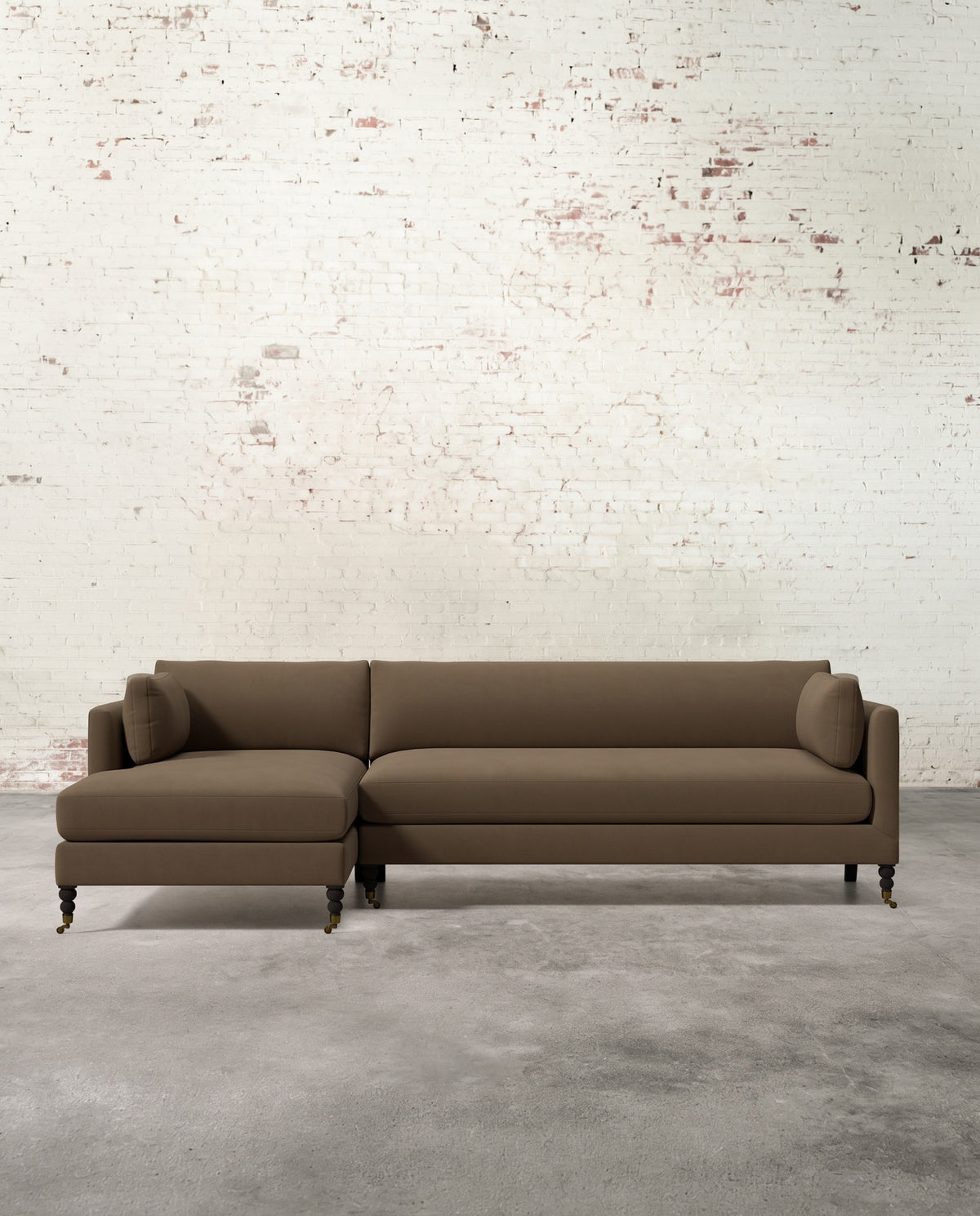 Francis Left Facing Sectional with Brass Casters