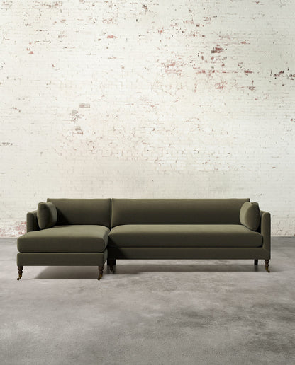 Francis Left Facing Sectional with Brass Casters
