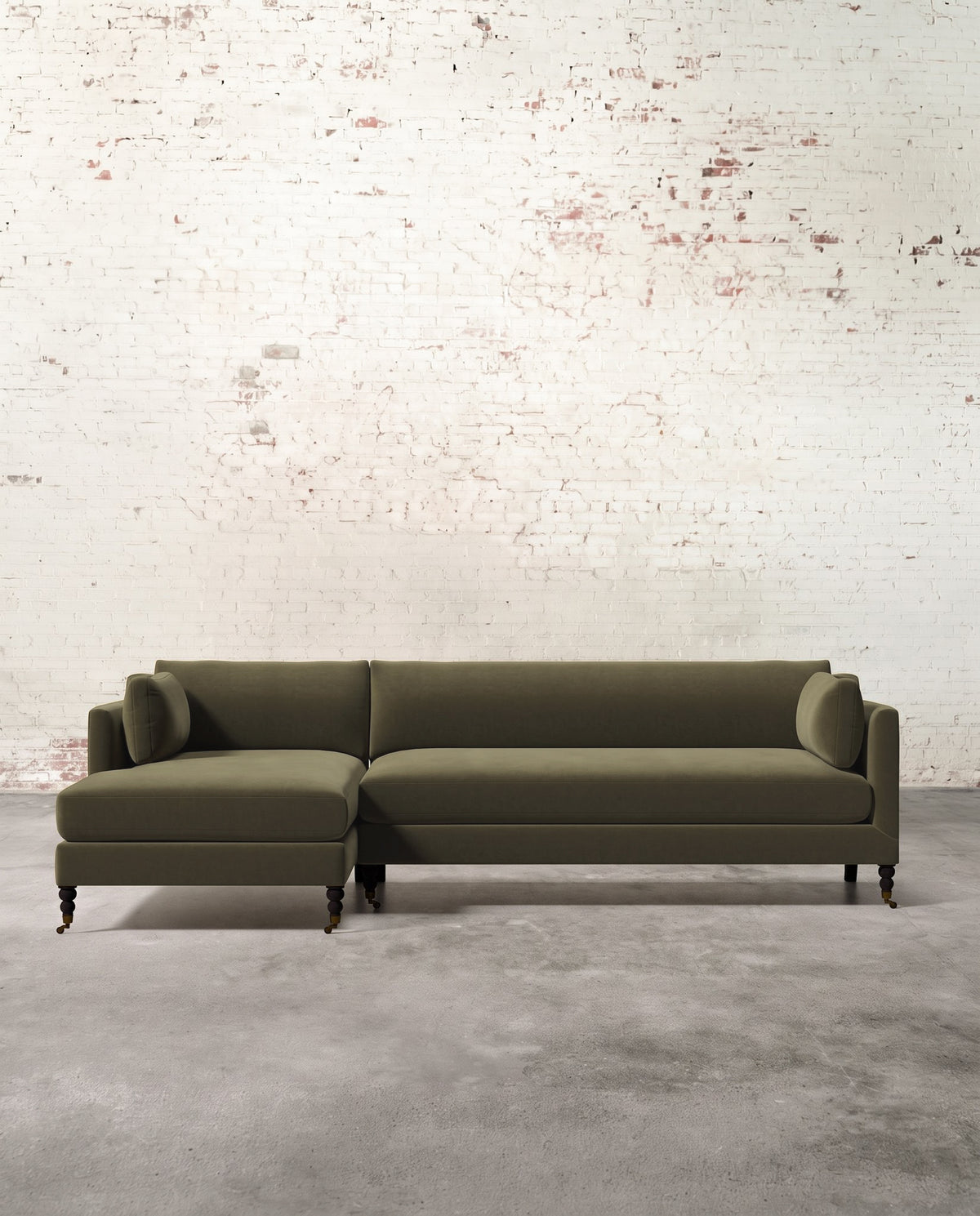 Francis Left Facing Sectional with Brass Casters