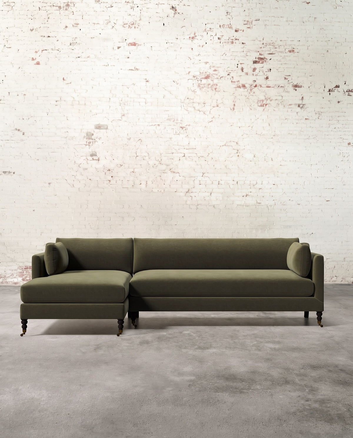 Francis Left Facing Sectional with Brass Casters