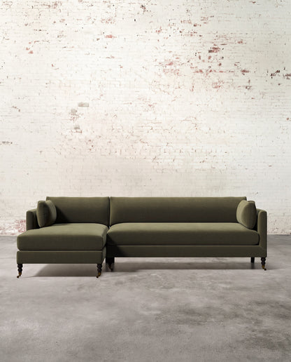Francis Left Facing Sectional with Brass Casters