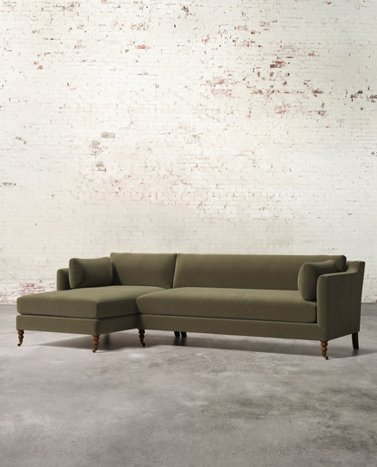 Francis Left Facing Sectional with Brass Casters