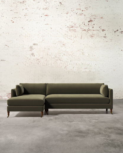 Francis Left Facing Sectional with Brass Casters