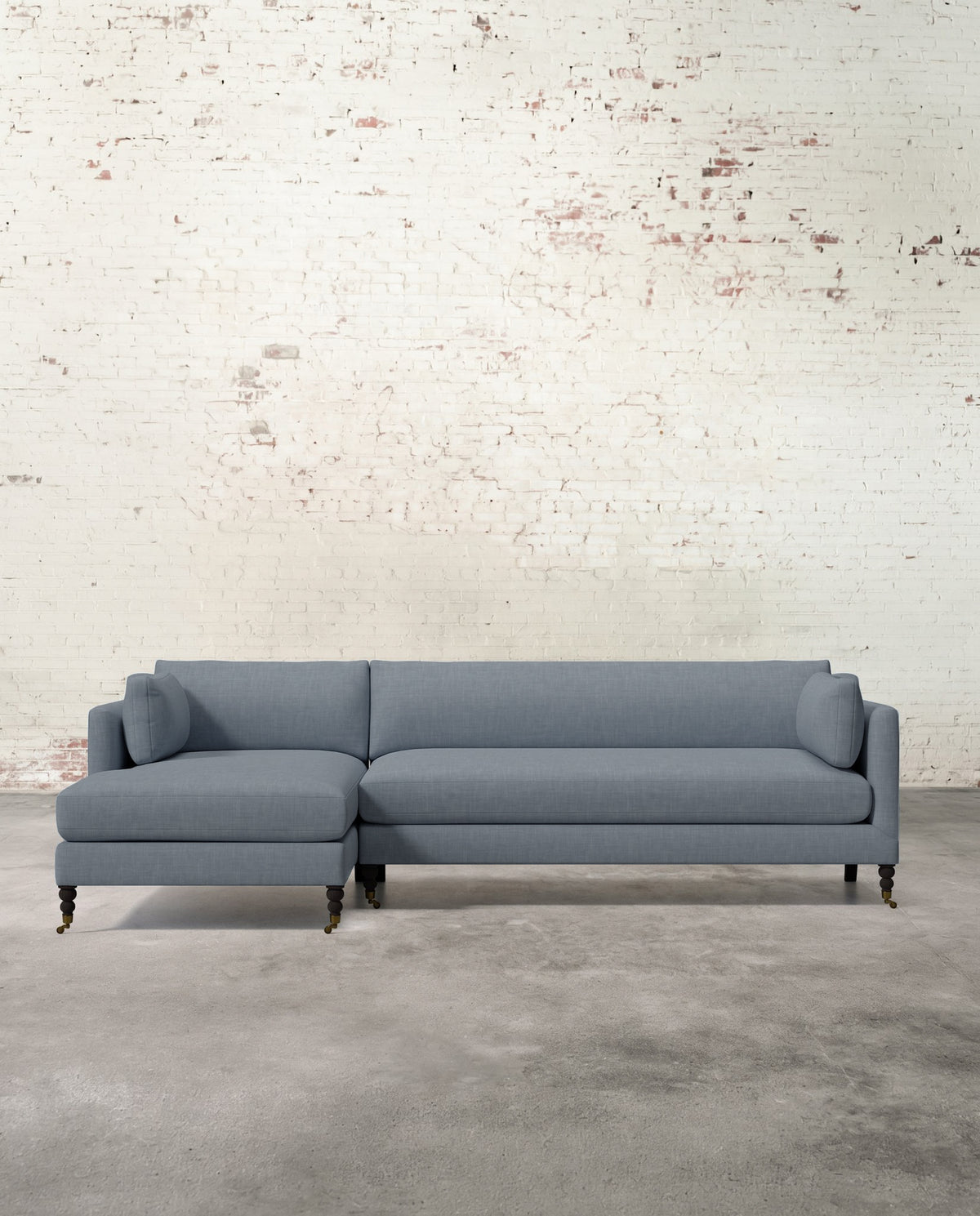Francis Left Facing Sectional with Brass Casters