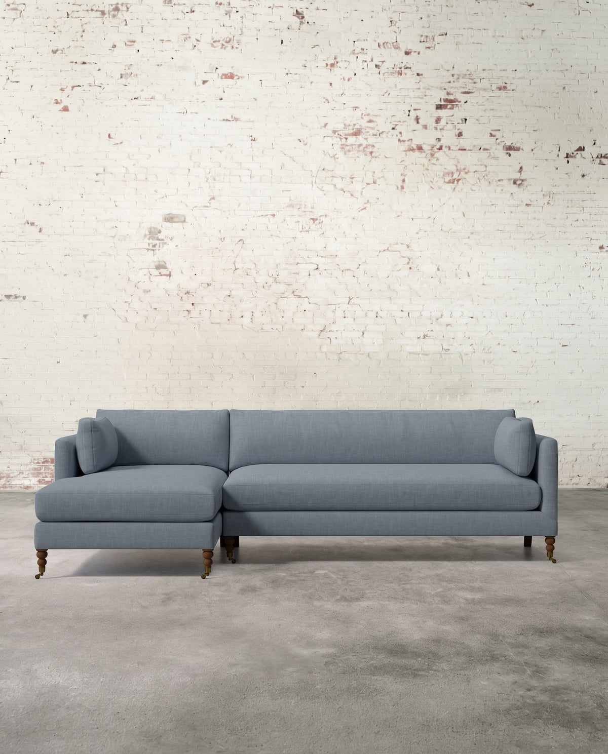 Francis Left Facing Sectional with Brass Casters