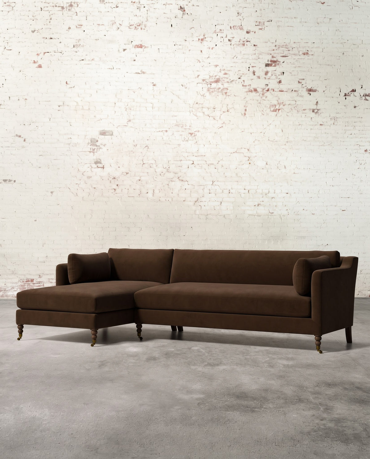Francis Left Facing Sectional with Brass Casters