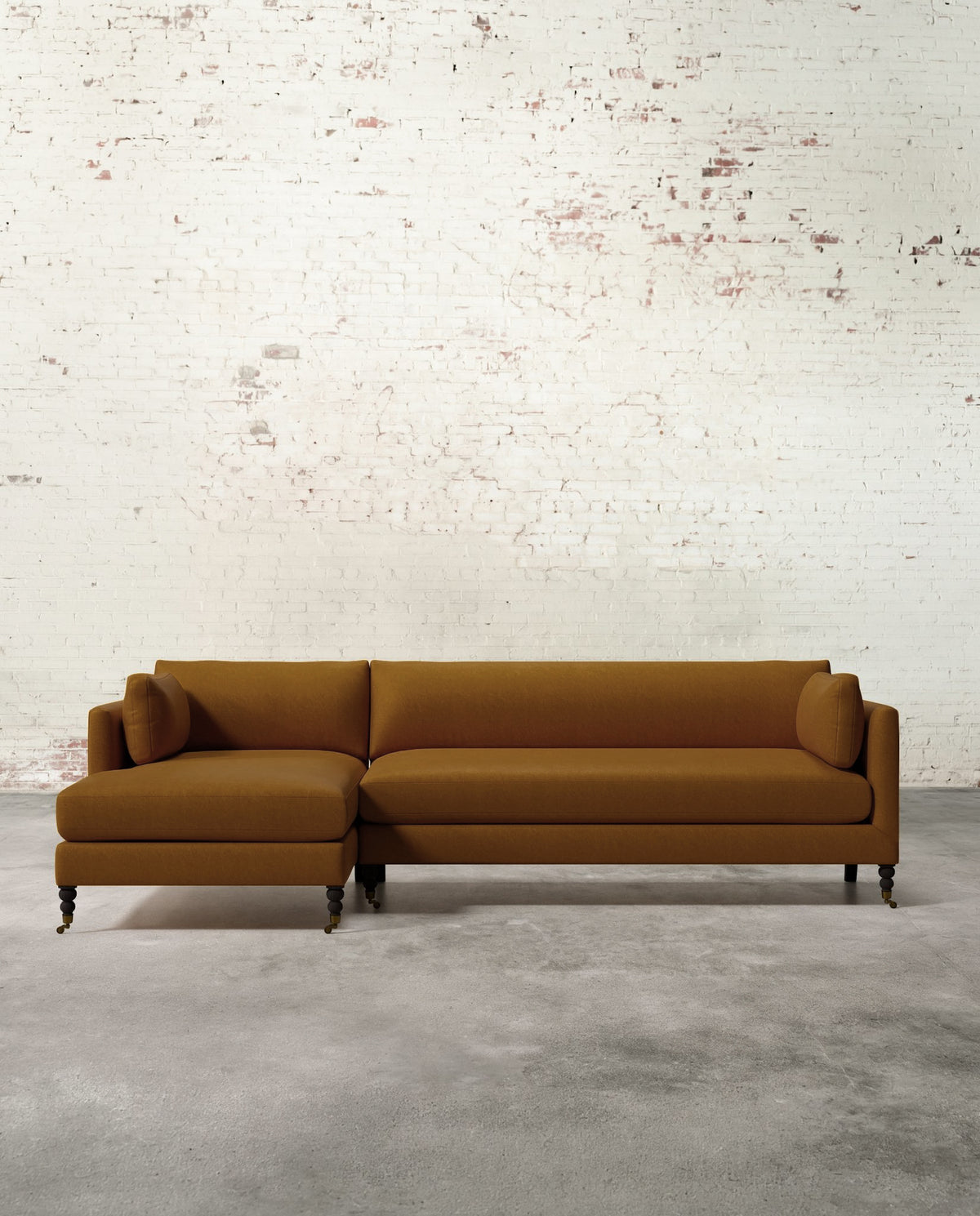 Francis Left Facing Sectional with Brass Casters