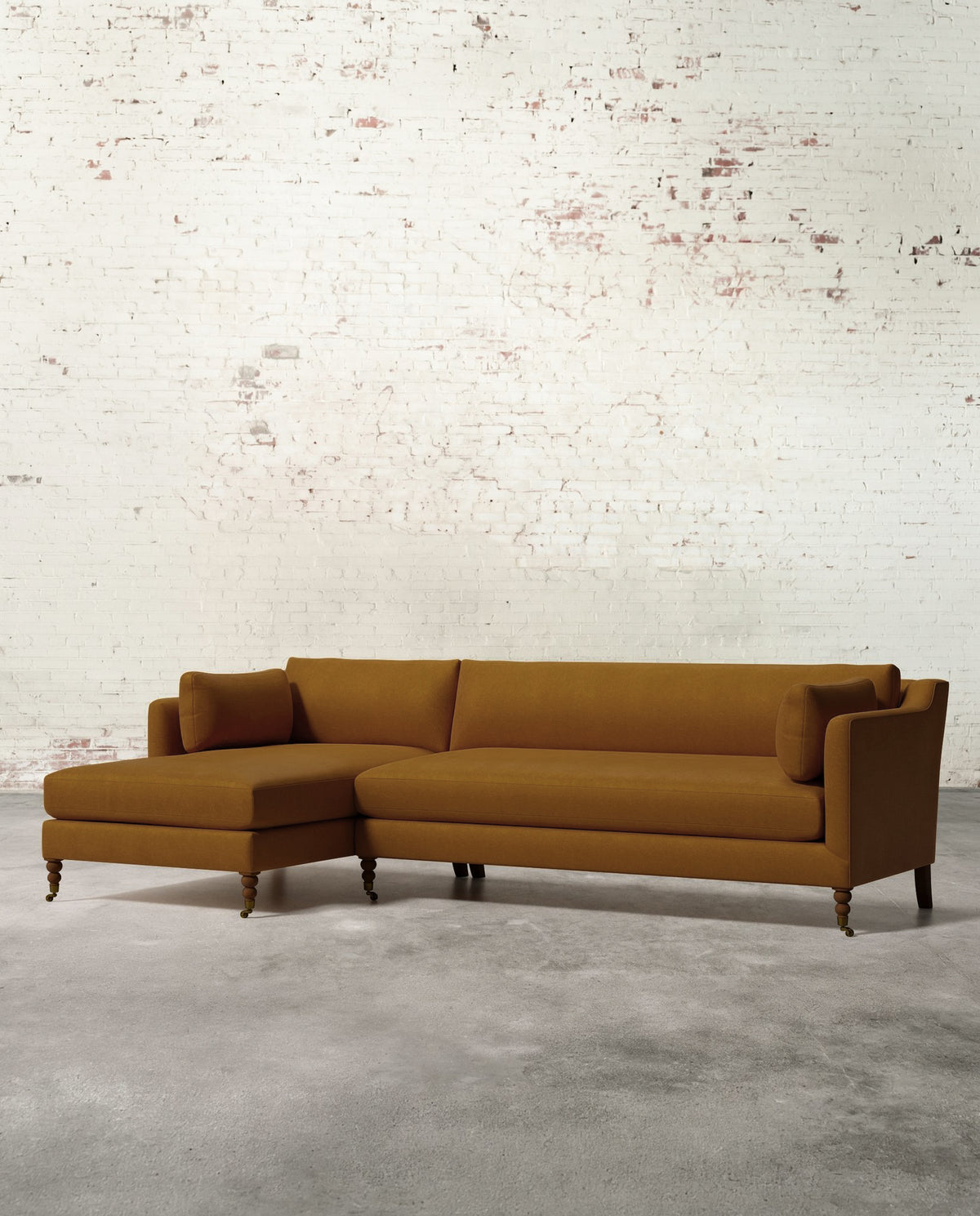 Francis Left Facing Sectional with Brass Casters