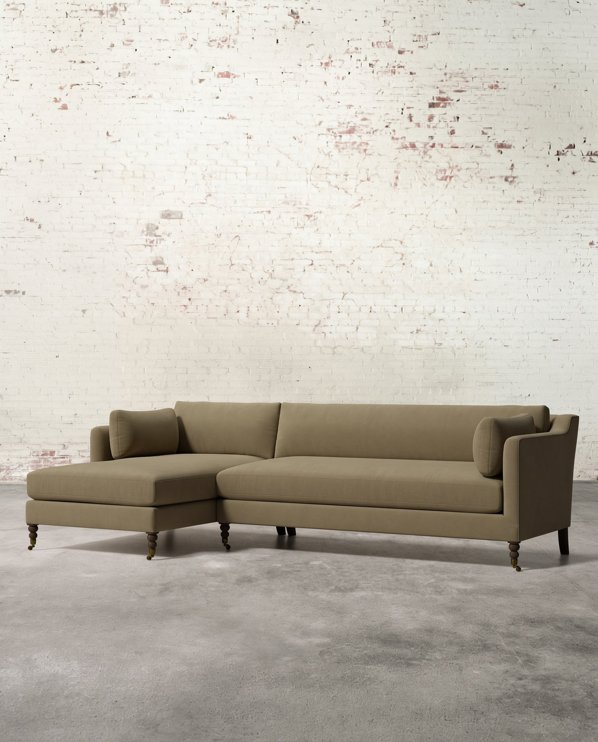 Francis Left Facing Sectional with Brass Casters