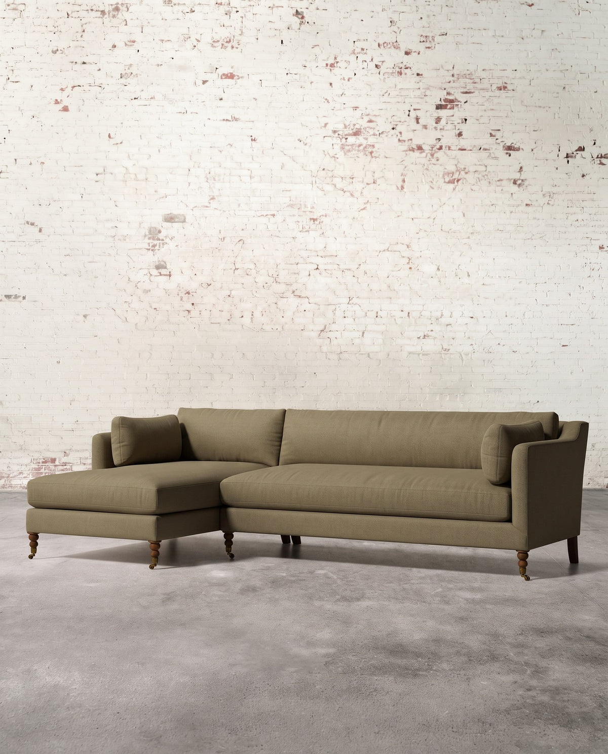 Francis Left Facing Sectional with Brass Casters